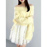 イエロー | ルミナスカラーオフショルニット | dazzlin