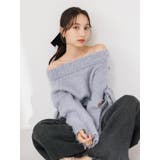 ブルー | ルミナスカラーオフショルニット | dazzlin