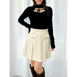 ブラック | バックオープンリブニットトップス | dazzlin