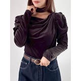 ブラウン | チョーカー付ドレープシアーベロアトップス | dazzlin