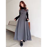 チャコールグレー | ビスチェオープンレイヤードワンピース | dazzlin