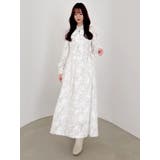 ベージュ | ヘアリーフラワーシフォンワンピース | dazzlin