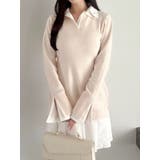 シャツレイヤードニットミニワンピース ※BEIGE WEB限定カラー | dazzlin | 詳細画像3 