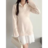 ピンク | シャツレイヤードニットミニワンピース ※BEIGE WEB限定カラー | dazzlin