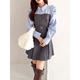 チャコールグレー | 【追加生産分】長袖レイヤードシャツミニワンピース | dazzlin