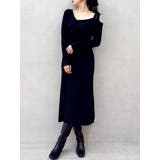 ブラック | 【WEB限定】ワンショルリボンニットワンピース | dazzlin