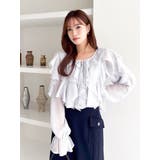 グレー | シアーウェーブフリルブラウス | dazzlin