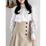 ピンク | ヘアリーフラワーシフォンブラウス | dazzlin