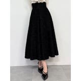 ブラック | フサフサジャカードフレアスカート | dazzlin