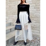 サテンパイピングシアーアシメティアードチュールスカート | dazzlin | 詳細画像12