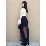 サテンパイピングシアーアシメティアードチュールスカート | dazzlin | 詳細画像15