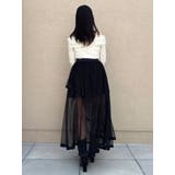 サテンパイピングシアーアシメティアードチュールスカート | dazzlin | 詳細画像16