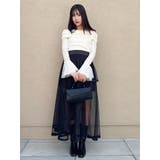 サテンパイピングシアーアシメティアードチュールスカート | dazzlin | 詳細画像17