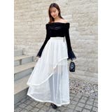 サテンパイピングシアーアシメティアードチュールスカート | dazzlin | 詳細画像9