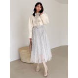 グレー | 【再生産分】スパンコールチュールチェックスカート | dazzlin