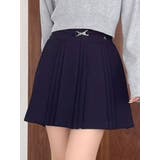 ネイビー | 【POLO BCSコラボ】ベルトツキハイウエストプリーツミニスカート | dazzlin