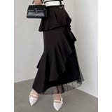 ブラック | 【追加生産分/新色追加】アシメプリーツマーメイドスカート | dazzlin