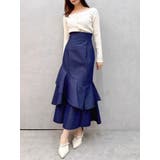 インディゴ | 【再生産/新色追加】バックレースアップアシメマーメイドスカート | dazzlin