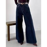 インディゴ | スイッチングワイドデニムパンツ | dazzlin