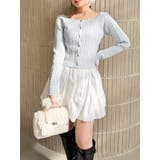 ブルー | ミニケーブルスクエアニットトップス | dazzlin