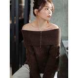 ブラウン | 【久間田琳加コラボ】オフショルオーバーニットトップス | dazzlin