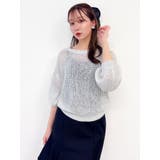 オフホワイト | バックリボンスパンコールモヘアタッチニット | dazzlin