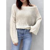 ベージュ | バックリボンスパンコールモヘアタッチニット | dazzlin