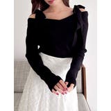 ブラック | 【WEB限定】ショルダーリボンニットトップス | dazzlin