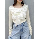 イエロー | ラッピングリボンディティールカットソー | dazzlin