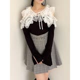 ブラック | シアーラッフルカットトップス | dazzlin