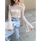 ベージュ | シアーベロアオフショルトップスⅡ | dazzlin