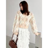 アーガイルオーバーニットトップス | dazzlin | 詳細画像7