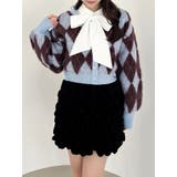 ブルー | アーガイルオーバーニットトップス | dazzlin