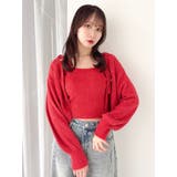 レッド | ミニシャギーラメニットカーデトップス | dazzlin