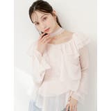 ピンク | シアーティアードフリルオフショルブラウス | dazzlin