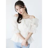 アイボリー | シアーペプラムボリュームオフショルトップス | dazzlin