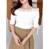 オフホワイト | レースオフショルニットトップス | dazzlin