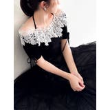 ブラック | レースオフショルニットトップス | dazzlin