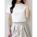 オフホワイト | 【UV】ラインストーンモチーフコンパクトTシャツ | dazzlin