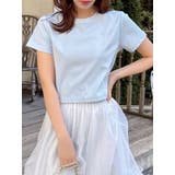 ブルー | 【UV】ラインストーンモチーフコンパクトTシャツ | dazzlin