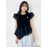 ブラック | 【mofusandコラボ】アシメシアーフリルロゴTシャツ | dazzlin