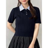 ネイビー | ケーブルポロドッキングトップス | dazzlin