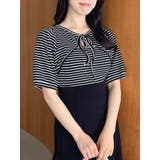 ブラック | 【WEB限定】リボンレイヤードTシャツ | dazzlin