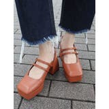 ブラウン | ダブルストラップスクエアシューズ | EMODA