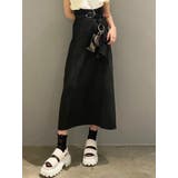 ブラック | ウエストカーブロングスカート | EMODA