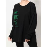 ブラック | フロントロゴオーバーロングTシャツ | EMODA