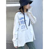 ベージュ | フロントロゴオーバーロングTシャツ | EMODA