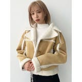 ベージュ | ショートフェイクムートンブルゾン | EMODA