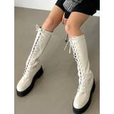 アイボリー | ラウンドレースアップブーツ | EMODA