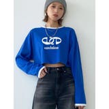 ブルー | ショートマークロゴロングTシャツ | EMODA